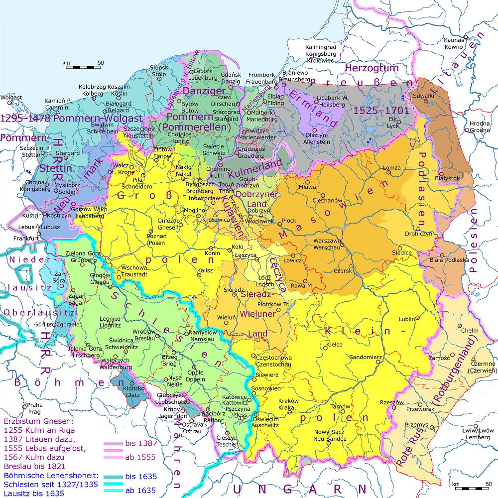 Historisk kort over Polen